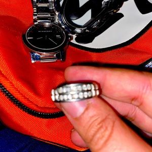 Men diamond band white gold